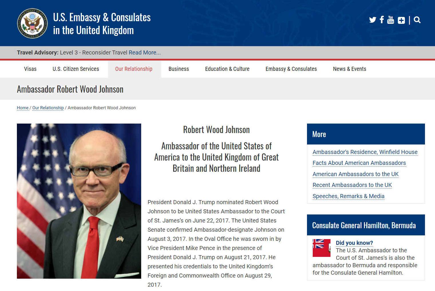 Robert Woody Johnson, US Ambassador