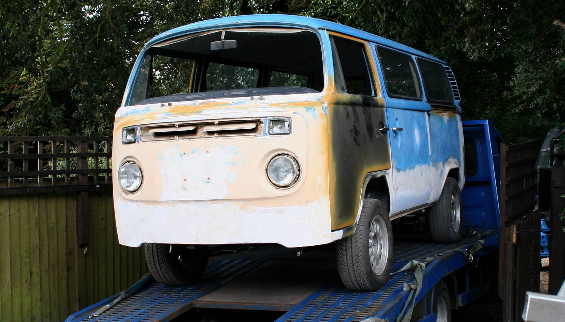 Loading the VW tour bus for a short trip to a paint shop